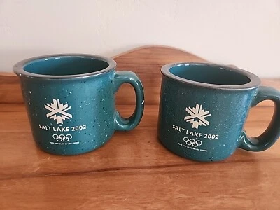 Par de tazas/tazas de té de café grandes vintage de los Juegos Olímpicos de Invierno de Salt Lake City 2002 usadas Foto 1 de 4