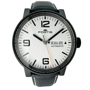 Wristwatch FORTIS SPACEMATIC 623.18.158 Men Black Leather Stainless Steel USED - Picture 1 of 11