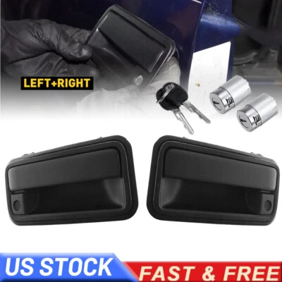 Exterior Door Handle W/ Lock Cylinder For Chevrolet C1500 GMC K1500 88-99 Front - Image 1 of 4