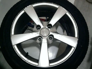 x4 Damaged BSA Motorsports Alloy Wheels 15x6.5J 4x100 Worn 195 50 R15 Tyres - Picture 1 of 10