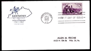 #904 Kentucky Statehood FDC Farnam June 1, 1942 - Picture 1 of 1