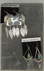 2 Pairs Vintage Earrings Alpaca Silver Mexico Albalone Dangle Costume Jewelery*F