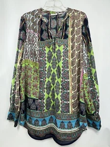 Torrid Gr. 5 Boho Bauern Paisley Pullover von Tunika Oberteil 3 Knöpfe Manschette V-Ausschnitt - Bild 1 von 5