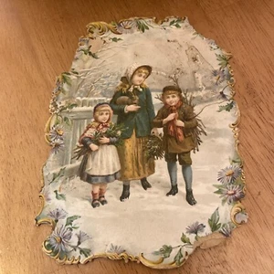 C.D. Kenny Tea & Coffee Trade Card 3 Children Winter Scene - Picture 1 of 7