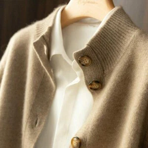 2023 top 100% cashmere sweater women's slim half high neck cardigan hot - Picture 1 of 19