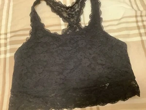 Abercrombie Kids black lacey sleeveless strap bikini-style top 13/14 - Picture 1 of 3