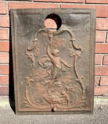 "ANTIGUA CUBIERTA CHIMENEA PUERTA VENTILACIÓN Decoración Pared Hombre Con Antorcha 27 X 20""" Foto 1 de 3