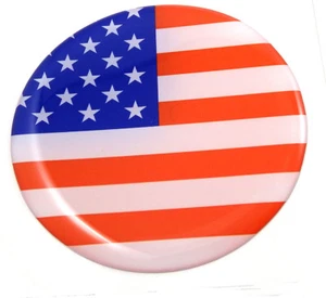 USA American flag Round domed decal emblem Car bike 3D sticker 2.44" - Bild 1 von 2