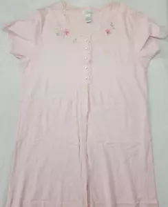 ARIA Women's Nightgown Gown Pajamas PJS New MEDIUM 46" Length Pink Check Flowers - Picture 1 of 9