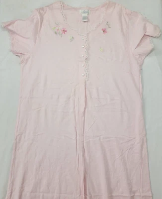 ARIA Mujer Camisón Vestido Pijama PJS Nuevo MEDIANO 46" Largo Rosa Cuadros Flores Foto 1 de 4