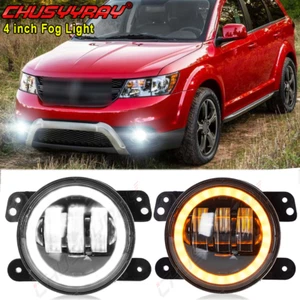 For DODGE JOURNEY 2010-2020 Pair 4\" inch Round LED Bumper Fog Lights DRL Lamp - Picture 1 of 11