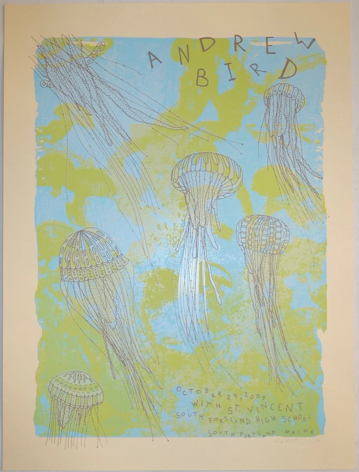 2009 Andrew Bird - Portland Silkscreen Concert Poster s/n by Nate Duval - Image 1 of 1