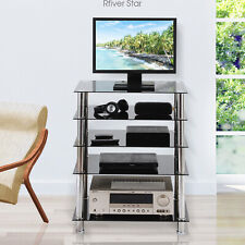 Universal Audio-Video Media Stand with 5 Glass Shelves,Sturdy Stand Tower