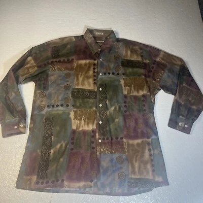 Burma Bibas Multi-Color 60 Singles Cotton Lawn Long Sleeve Button Up Shirt L - Image 1 of 4