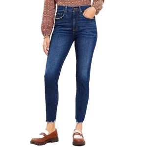 Loft Chewed Hem High Rise Skinny Jeans in Dark Vintage Wash Womens Size 26 / 2 - Picture 1 of 11