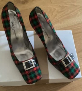 Dolce & Gabbana tartan check high stilleto heel shoes size 6 branded stamp vgc - Picture 1 of 11