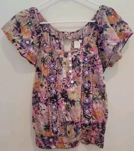 Charlotte Russe Floral Blouse Top Sz S Boho Embroidered Beaded Fairy Cottagecore - Picture 1 of 12