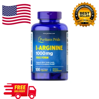 Puritan's Pride L-arginina 1000 mg cápsulas, 100 unidades, blanco Foto 1 de 2
