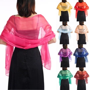 1pc Women Satin Wrap Shawl Scarf Pashmina Wedding Bridesmaid Evening Party Dress - Picture 1 of 36
