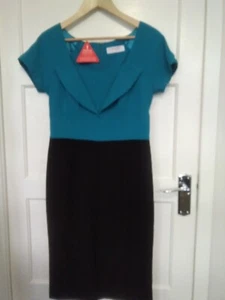 M&S Twiggy Collection Colour Block Midi Shift Dress Blue & Black Size 12 BNWT - Picture 1 of 7