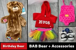 5-teiliges Build-A-Bear Set: Geburtstagsbär, Hoodie, Tutu, rosa Träger, Canvas Schuhe - Bild 1 von 17