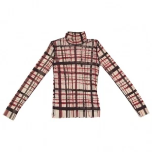 T-Shirt Jean-Paul Gaultier Herren karierter Druck Rollkragenpullover Netz Größe 48 (K-129898) - Bild 1 von 12