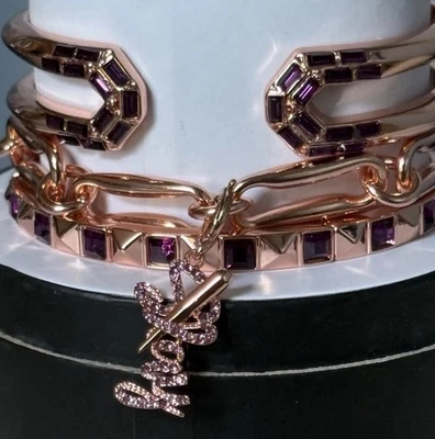Bomb Party Halloween Stacks 2025, “Serpentine Dream” Amethyst On Rose Gold - Image 1 of 4