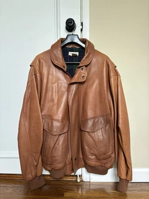 Chaqueta de bombardero de cuero Sawyer of Napa de colección talla XL marrón claro suave aviador Foto 1 de 4