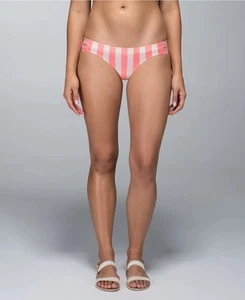 Lululemon Shanti Surf Bikini Bottoms Bleach Coral Pink Steep Stripe Reversible 6 - Imagen 1 de 11