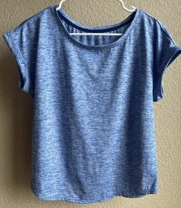 DIP Blue White Athletic Crew Neck Short Sleeve Shirt Women’s Medium - Picture 1 of 5