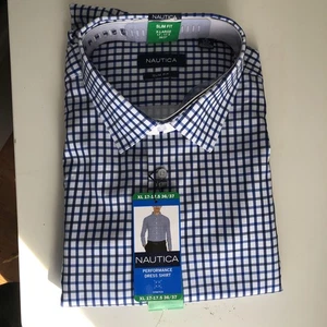 Camisa de vestir ajustada Nautica Performance para hombre, azul, XL (17-17,5, 36/37) P20 - Imagen 1 de 3