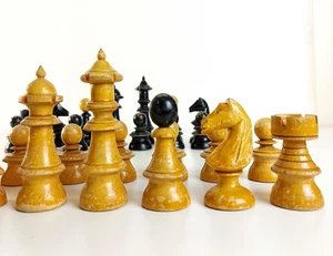 Antique Wooden Vienna Coffee House Chess Pieces Set c.1930s - Picture 1 of 10