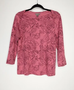 Top Style Co Talla PL Rosa Floral Algodón Pima Cuello Barco Manga 3/4 - Imagen 1 de 7