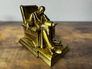 Vintage figürliche Buchstützen Mann im Stuhl Lesebuch Bibliothek PM Handwerker selten - Bild 1 von 12