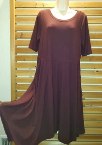 Torrid 1 Sweater DRESS 14/16 XL Flare Asymmetric Wine Color Pockets Stretch - Picture 1 of 9
