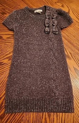 GIRLS GRAY SPARKLY SWEATER DRESS BY MAGGIE & ZOE.   SZ 4 - Image 1 of 4