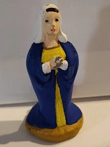 Vintage Mutter Jungfrau Maria handbemalt Wachskerze Krippe 6" kniend selten - Bild 1 von 8