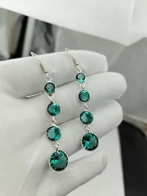 Pendientes de apatita hechos a mano - joyas de piedras preciosas enchapadas en plata regalo para mujer  Foto 1 de 4
