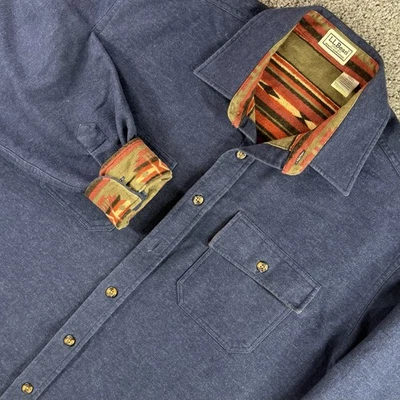 VTG LL Bean Chamois Aztec/Southwest Fleece/Flannel Lined Shacket Shirt Large Tal - Image 1 of 4