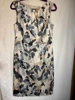 Ann Taylor Gray, Gold And Cream Elegant Silk Dress Sz 8. - Image 1 of 4
