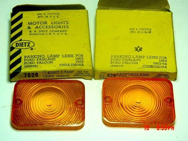 1963 63 64 Ford Falcon 1963 Fairlane NOVAS Lentes -ÂMBAR- Par - Imagem 1 de 1