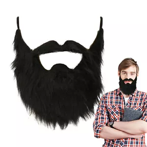 Funny Back Fake Beard Christmas Cosplay Props Novelty Black Hair Fake Beard - Picture 1 of 9