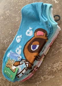 Nintendo Animal Crossing~5 Pack No Show Socks~Isabelle, Tom Nook. Sz 4-10 - Picture 1 of 7