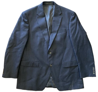 Blazer listrado Lauren Ralph Lauren 42R casaco esportivo azul lã jaqueta preppy masculina - Imagem 1 de 4