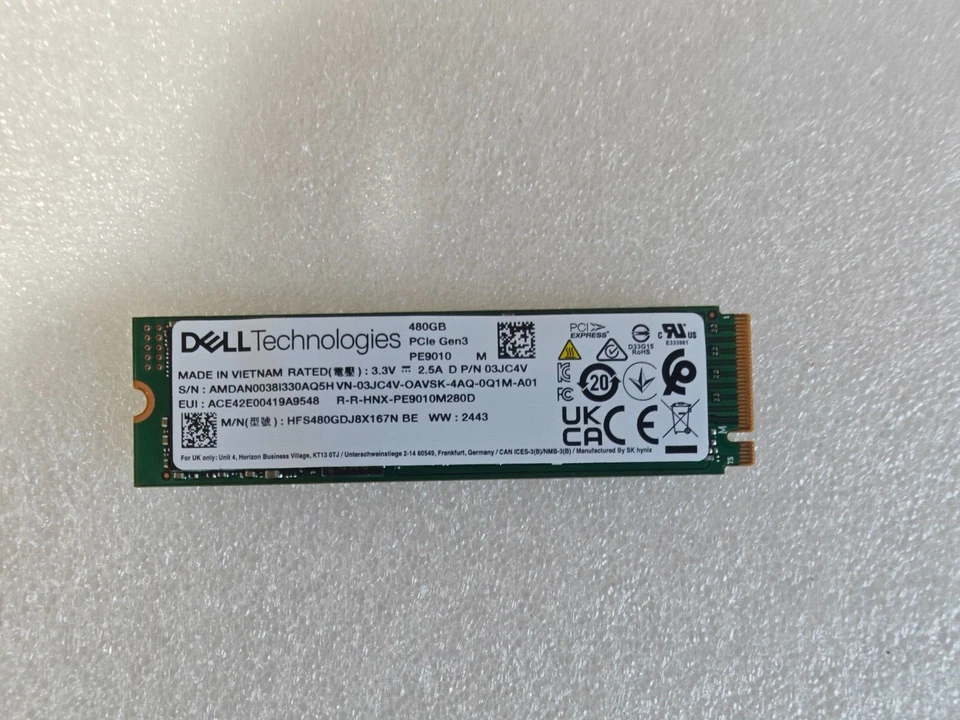 Dell M.2 480GB Gen 3 SSD Drive 3JC4V - Image 1 of 1