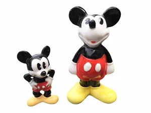 Vintage Mickey Mouse Figurine Porcelain Bone China 3" 2" lot Set - Picture 1 of 5