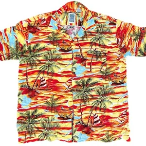 Ocean Current Vintage Hawiian Rayon Short Sleeve Button Up Shirt Men's Size XL - Picture 1 of 12