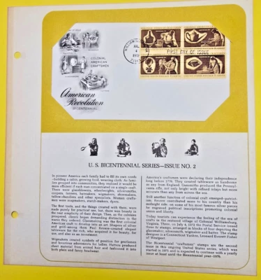 Colonial American Craftsmen U.S. Bicentennial Series Issue NO. 2 1972 FDC - Image 1 of 3