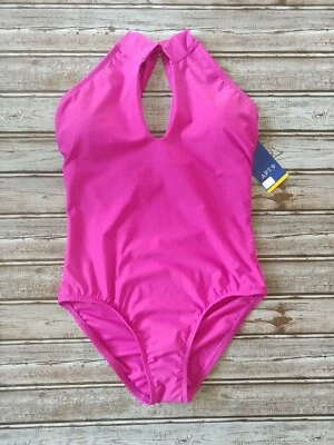 Roupa de banho Apt 9 peça única pequena (4-6) rosa magenta corte baixo NOVO - Imagem 1 de 2