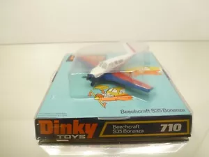 DINKY TOYS 710 BEECHCRAFT S35 BONANZA AIRPLANE - WHITE L10.5cm - GOOD IN BOX - Picture 1 of 6